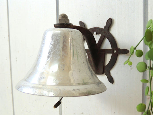 USA!船の舵輪型・シャビーなアンティーク・ドアベル/鐘/呼び鈴 /マリン