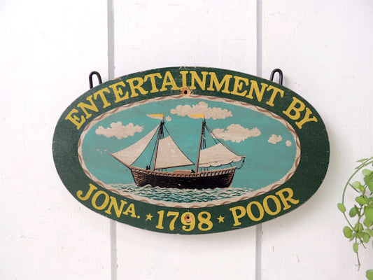 【YORKRAFT】ヨット柄・ヴィンテージ・木製サイン/ウッドサイン/看板 USA