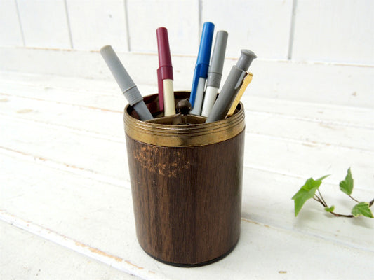 ミッドセンチュリー・ウッド柄・ヴィンテージ・ペンスタンド/ペン立て USA