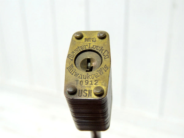 USN ヴィンテージ MASTER LOCK Co 南京錠 ライオン柄 鍵付き ミリタリー