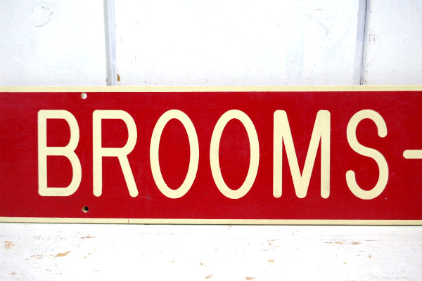 BROOMS MOPS ほうき モップ 赤 ヴィンテージ サイン 両面サイン 看板 プレート USA