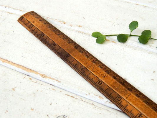 【METRIC】インチ&センチ&分度器 木製・アンティーク・定規・ルーラー・ステーショナリー