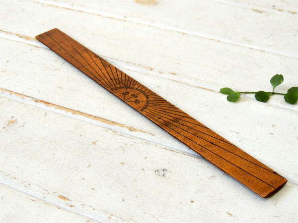 【METRIC】インチ&センチ&分度器 木製・アンティーク・定規・ルーラー・ステーショナリー