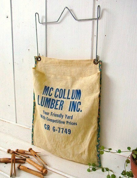 ファブリック製・ノベルティ・ヴィンテージ・洗濯バサミ入れ/ペグバッグ/クロスピンバッグ USA