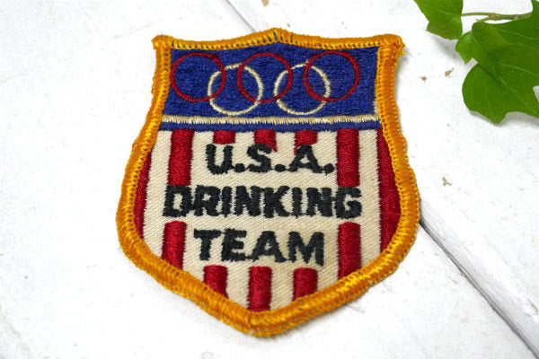 USA DRINKING TEAM アメリカンジョーク オリンピック ヴィンテージ ワッペン US
