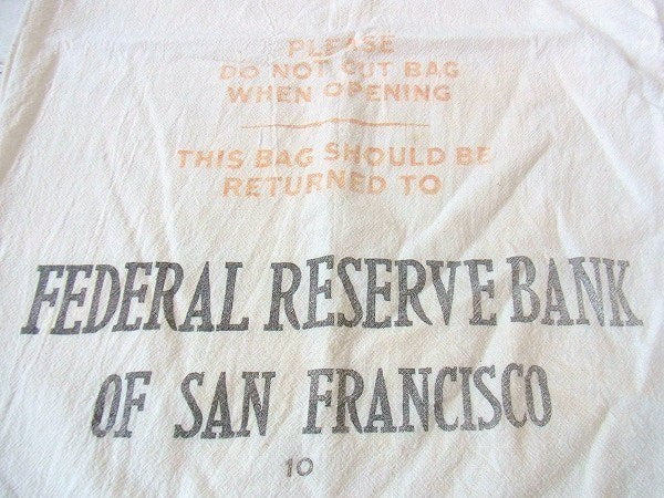 サンフランシスコ連邦準備銀行のヴィンテージ・コイン袋/布袋 USA