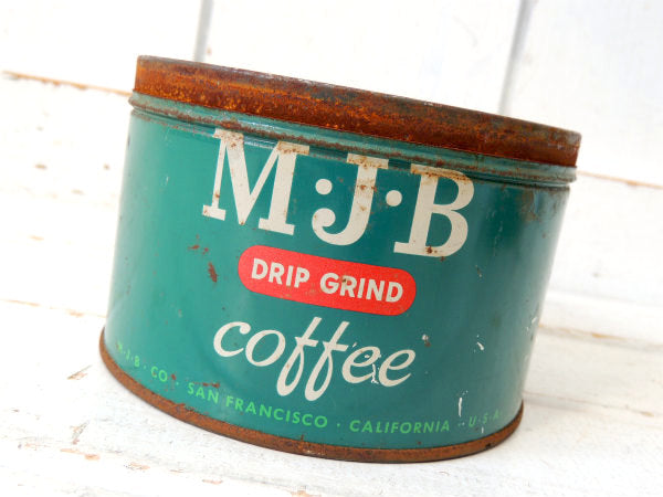 【MJB・サンフランシスコ・カリフォルニア・緑】ブリキ製・ヴィンテージ・コーヒー缶・ティン缶