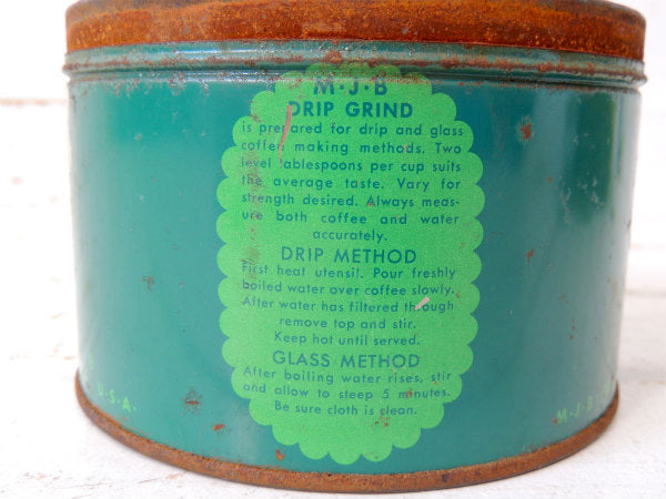 【MJB・サンフランシスコ・カリフォルニア・緑】ブリキ製・ヴィンテージ・コーヒー缶・ティン缶