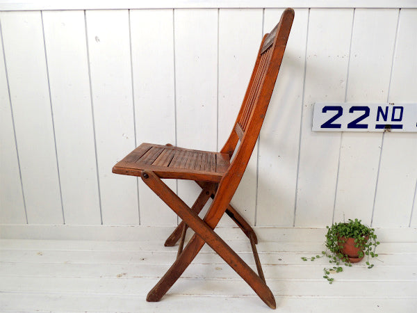 アメリカ製・アンティーク・木製チェア/フォールディングチェア/折り畳みイス/椅子③