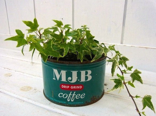 【MJB】ブリキ製・ヴィンテージ・コーヒー缶/ガーデニング USA