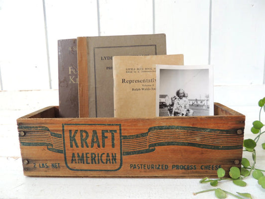 【KRAFT AMERICAN】②クラフト社・全面ロゴ入り・木製・アンティーク・チーズボックス/木箱