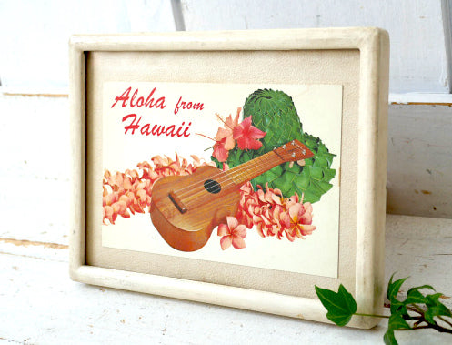 50's・アロハ・ハワイ・ウクレレ・レイ・ハイビスカス・ココナッツハット ヴィンテージ・ポストカード