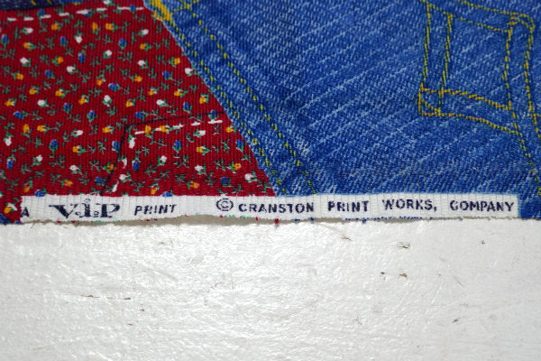 デニム ポケット柄 花柄ハンカチ デッドストック ヴィンテージ ファブリック 生地 テキスタイル