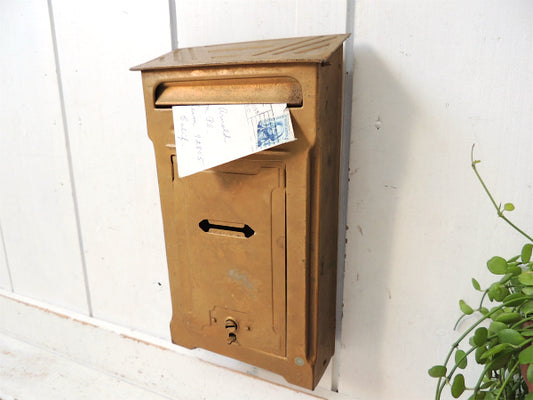 【FULTON】ゴールド色・ティン製・アンティーク・メールボックス/郵便受け/ポスト