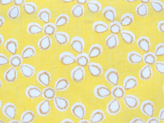 レトロポップ・小花柄・イエロー×ホワイト・ヴィンテージ・ユーズドシーツ(ボックスタイプ)