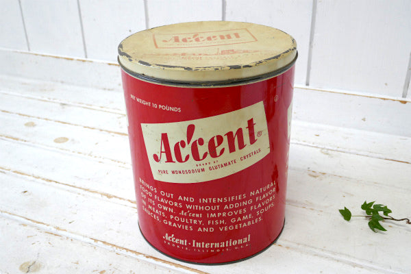 Accent フード&フレーバー・レッド×クリーム・ヴィンテージ・ティン缶・ブリキ缶・収納缶