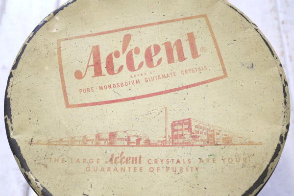 Accent フード&フレーバー・レッド×クリーム・ヴィンテージ・ティン缶・ブリキ缶・収納缶