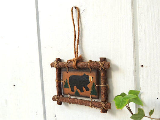 カリフォルニア・スーベニア・グリズリー クマ・木製 小さなヴィンテージ・壁飾り ハンドペイント