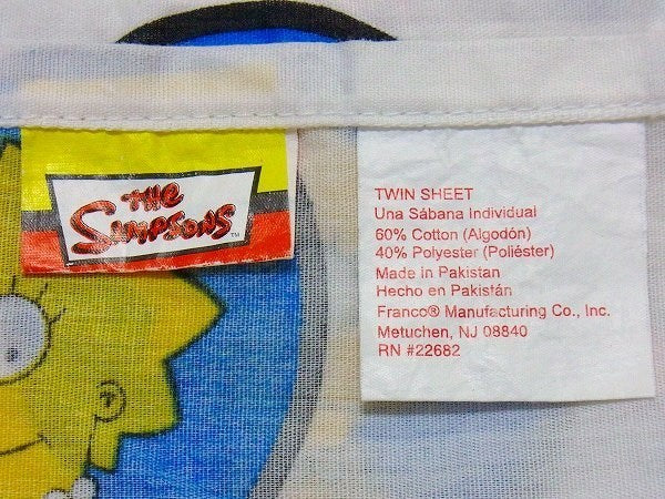 【シンプソンズ】キャラクター生地・ユーズドシーツ(フラット)