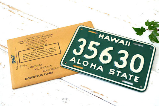 HAWAII 35630 1960年 バイク用・ビンテージ・ナンバープレート・USA・デッドストック