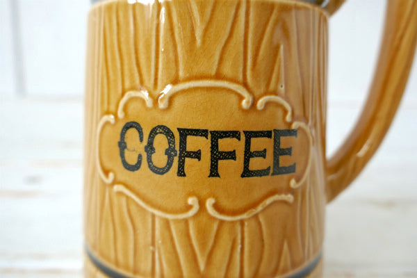 60s Royal Sealy・COFFEE・ウッド柄・陶器・ビンテージ・コーヒーポット・ピッチャー