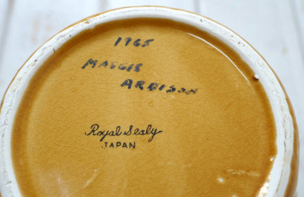 60s Royal Sealy・COFFEE・ウッド柄・陶器・ビンテージ・コーヒーポット・ピッチャー