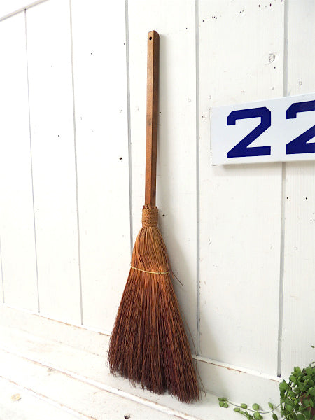 USA!木製のロングハンドル・ヴィンテージ・ほうき/ブルーム/箒