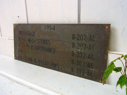 【U.S.Navy】アメリカ海軍・真鍮製・40’sアンティーク・船内プレート/標示プレート