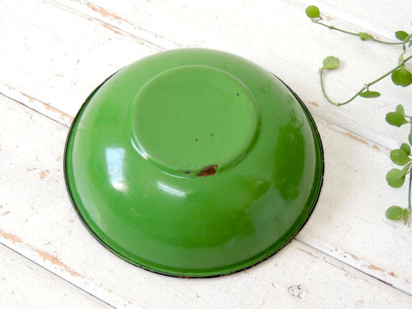 グリーン アンティーク・ホーローボウル・琺瑯・キッチン雑貨・USA