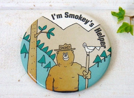 【スモーキーベア】ヴィンテージ・缶バッジ USA