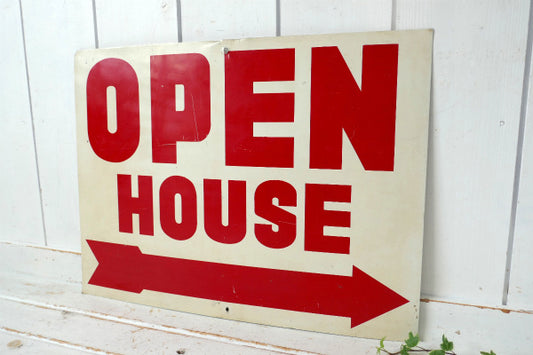 OPEN HOUSE オープンハウス メタル製 両面 ヴィンテージ サイン 看板 ガレージ USA