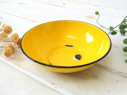 【イエロー】アンティーク・ホーローボウル・琺瑯・キッチン雑貨 USA