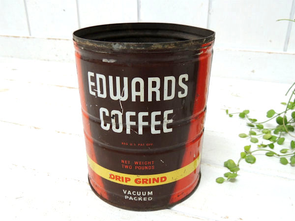【EDWARDS COFFEE】DRIP GRIND・ブリキ製・ヴィンテージ・コーヒー缶・USA