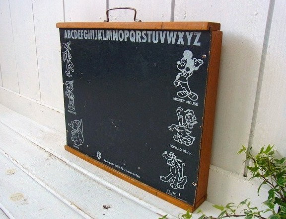 【ディズニー】ミッキーマウス・学習用・木製ヴィンテージ・黒板/ブラックボード　USA