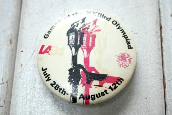 LA 1984 ロサンゼルス USA オリンピック  聖火ランナー ヴィンテージ 缶バッジ