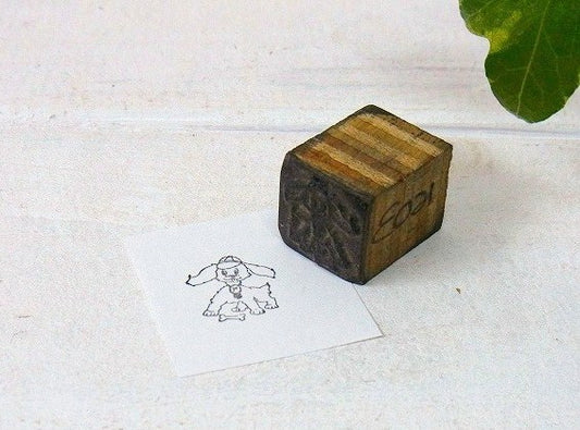 【可愛い犬】小さな・ヴィンテージ・スタンプ・木製×メタル製・USA