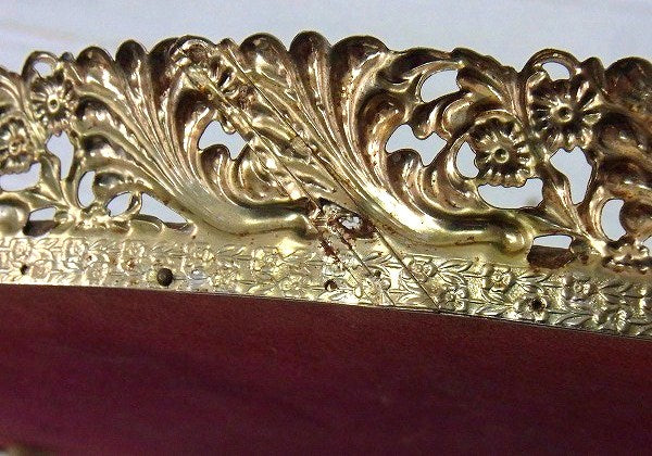 オーバル型・フラワーモチーフ・アンティーク・ミラートレイ/鏡 USA