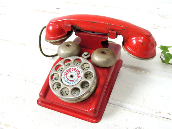 【SPEED PHONE】ティン製・おもちゃ・アンティーク・赤電話・TOY・電話機・USA