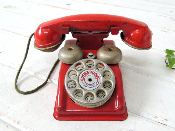 【SPEED PHONE】ティン製・おもちゃ・アンティーク・赤電話・TOY・電話機・USA