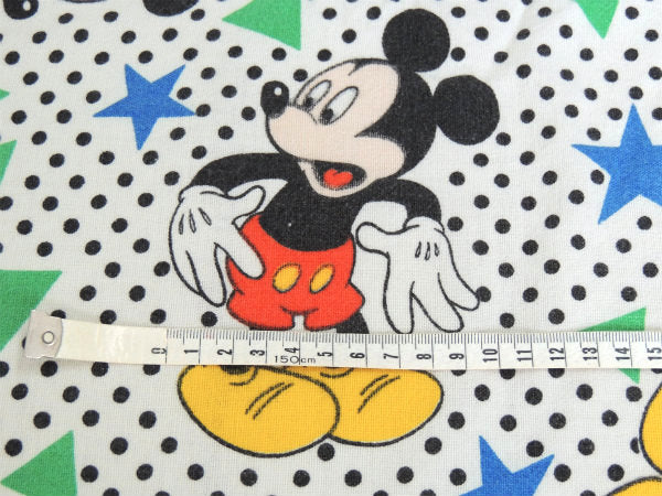 【ミッキーマウス】星柄&水玉・コットン100%・ヴィンテージ・ユーズドシーツ(ボックスタイプ)