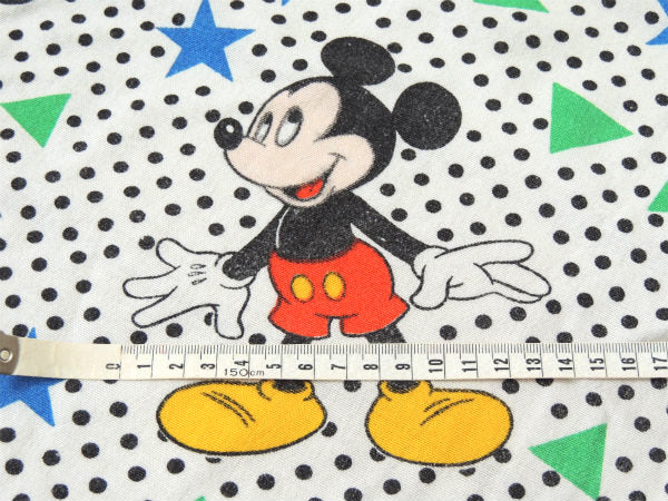 【ミッキーマウス】星柄&水玉・コットン100%・ヴィンテージ・ユーズドシーツ(ボックスタイプ)