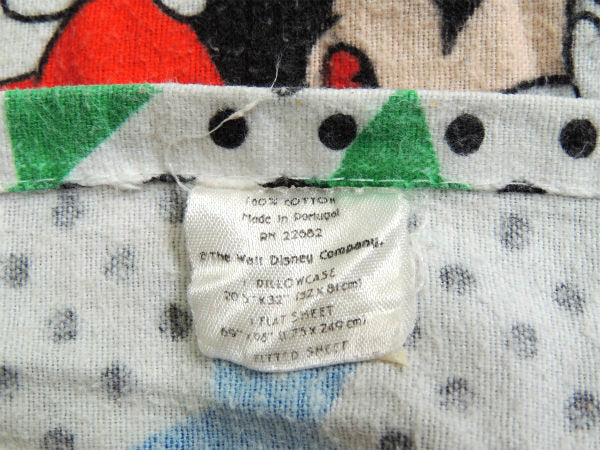 【ミッキーマウス】星柄&水玉・コットン100%・ヴィンテージ・ユーズドシーツ(ボックスタイプ)