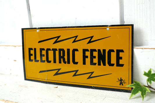 ELECTRIC FENCE 電気柵・USA・ティン製・ヴィンテージ・サイン・プレート 看板 工業系
