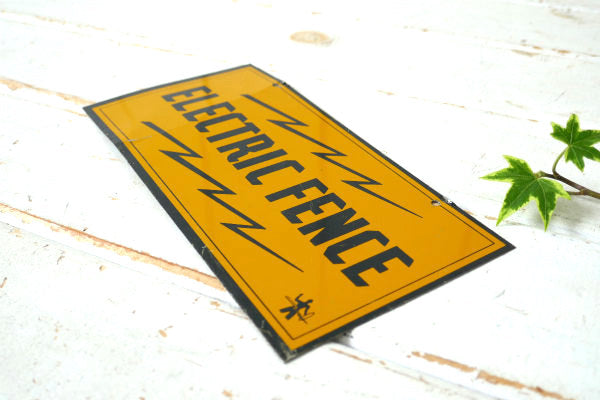 ELECTRIC FENCE 電気柵・USA・ティン製・ヴィンテージ・サイン・プレート 看板 工業系
