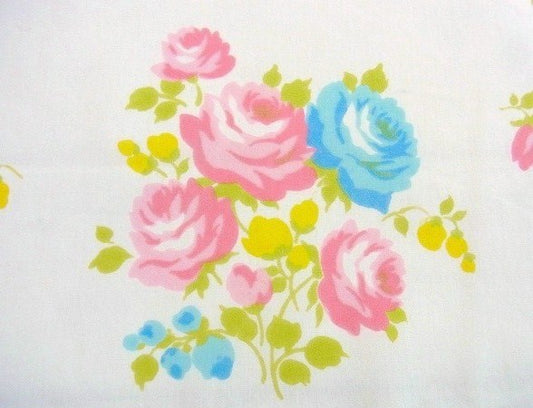 【Sears】シアーズ・薔薇柄・ヴィンテージ・ユーズドシーツ(フラットタイプ) USA