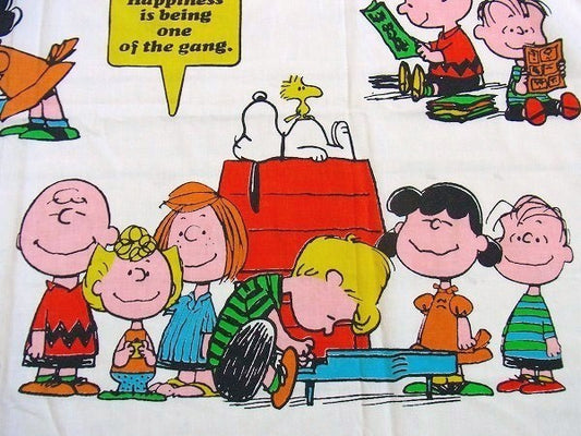 【スヌーピー】ピーナッツの仲間・コミック柄・70’s・ヴィンテージ・ファブリック/生地/カーテン