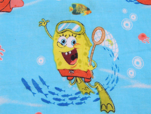 【スポンジボブ】パトリック・ビキニタウン・シュノーケリング柄・ユーズドシーツ(フラットタイプ)
