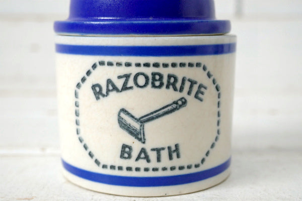 RAZOBRITE BATH・セラミック・30s・ヴィンテージ・カミソリ・髭・容器・バーバーショップ BARBER 床屋 理髪店