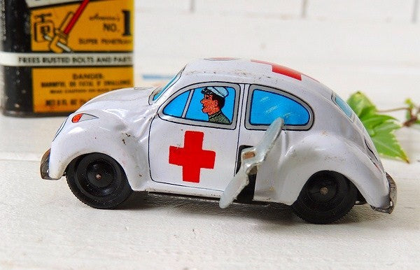 ブリキ・ミニカー ヴィンテージ・VW・フォルクスワーゲン・ビートル・自動車・救急車
