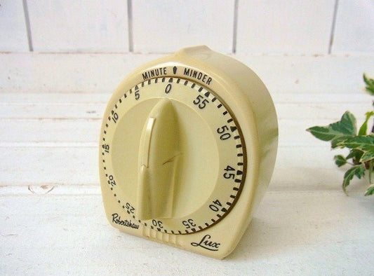 【LUX】ベージュ色・プラスティック製・ヴィンテージ・キッチンタイマー/タイマー USA